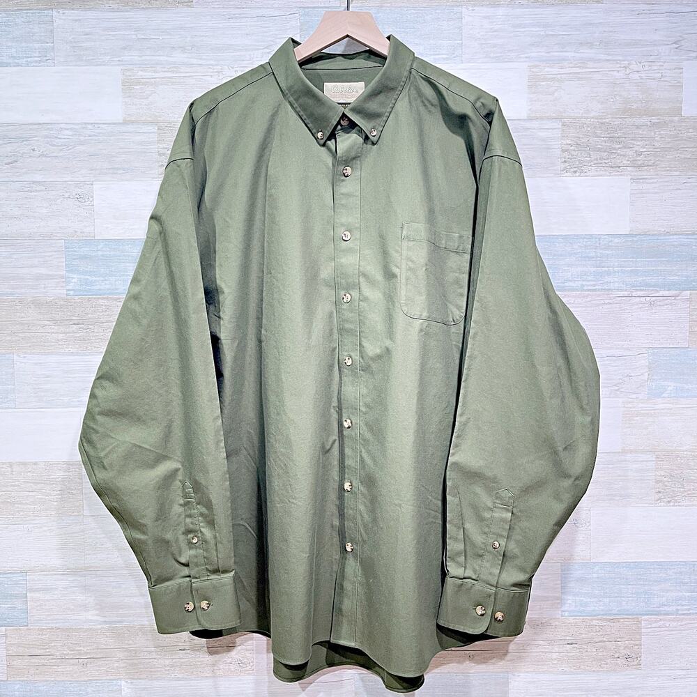 Cabelas Long Sleeve Oxford Work Shirt Green Cotton Casual Mens 3XL Tall 3XLT